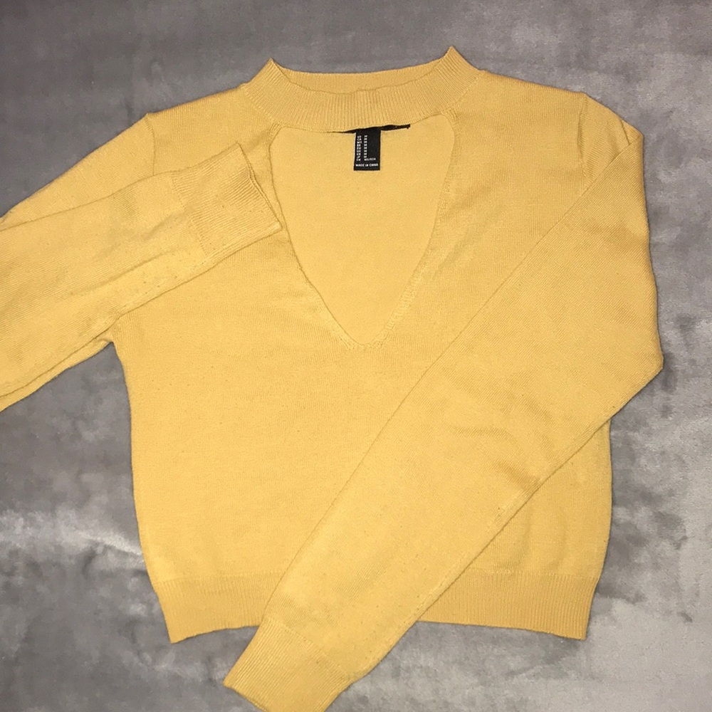 Forever 21 Long Sleeve Yellow/Mustard Crop Top